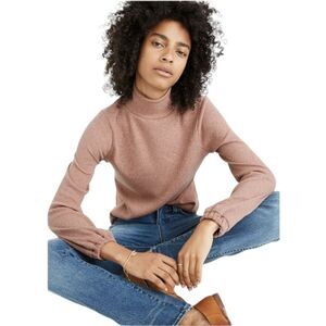 NWT Madewell Heathered Bubble-Sleeve Swing Knit Turtleneck Sz M